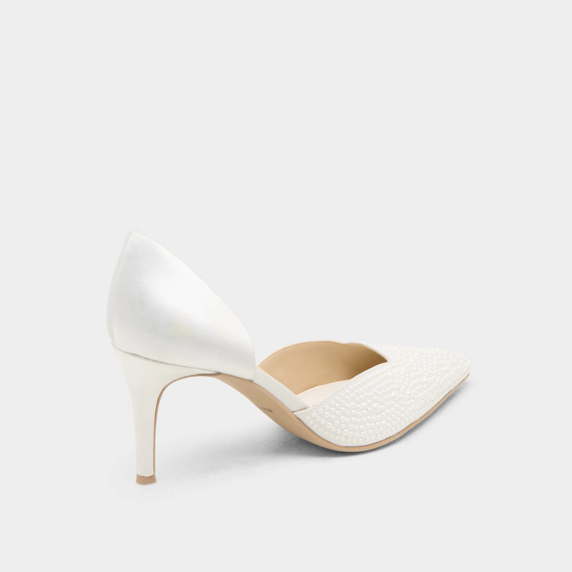 ELOY PEARL HEELS TRUE WHITE SATIN
