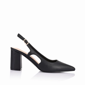 Elton Slingback Block Heels - Black