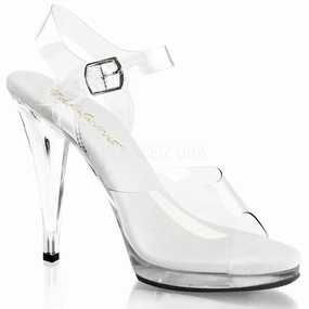 FABULICIOUS FLAIR-408 Clear-Clear Ankle Strap Sandals