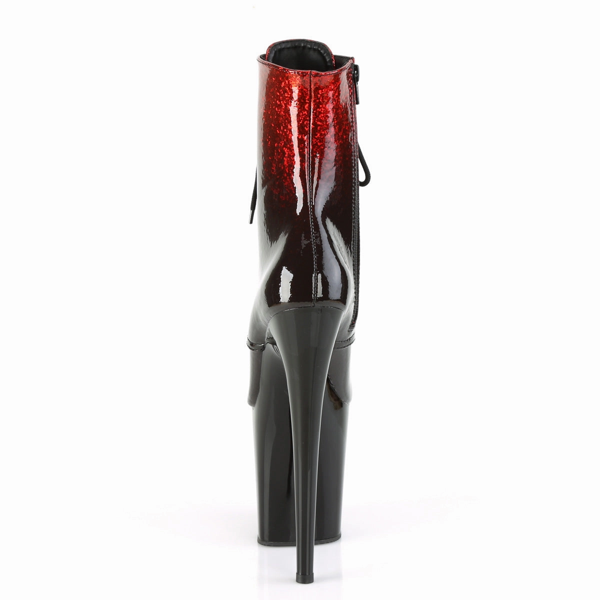 FLAMINGO-1020OMB  Red-Burgundy Glittered Ombre Patent/Black