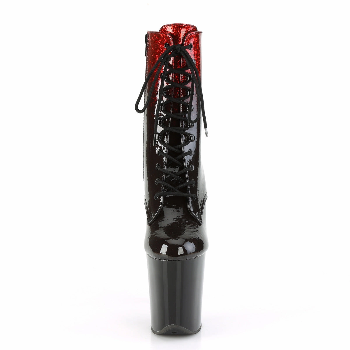 FLAMINGO-1020OMB  Red-Burgundy Glittered Ombre Patent/Black
