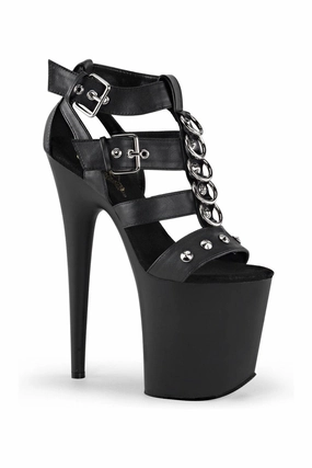 FLAMINGO-858 Black Faux Leather Sandal