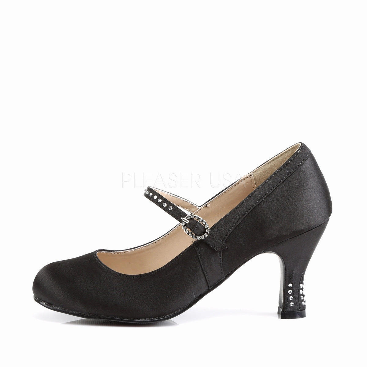 FLAPPER-20  Black Satin Pu