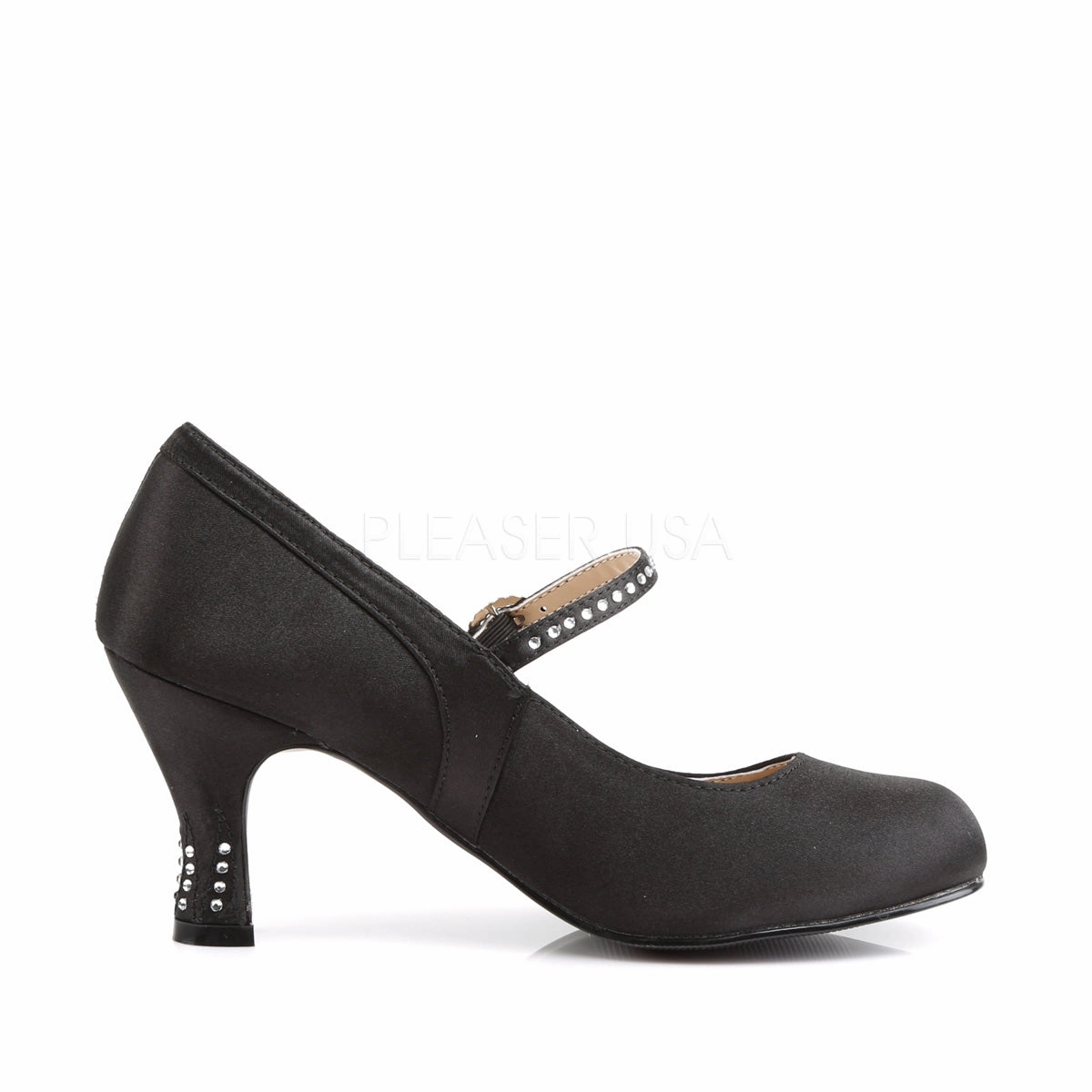 FLAPPER-20  Black Satin Pu