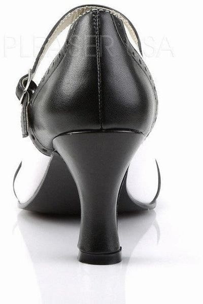 FLAPPER-25 Mary Jane | Black Faux Leather