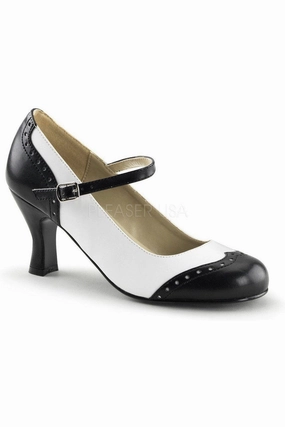 FLAPPER-25 Mary Jane | Black Faux Leather