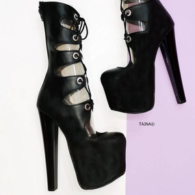 Gladiator Black Platform Lace Up Boots