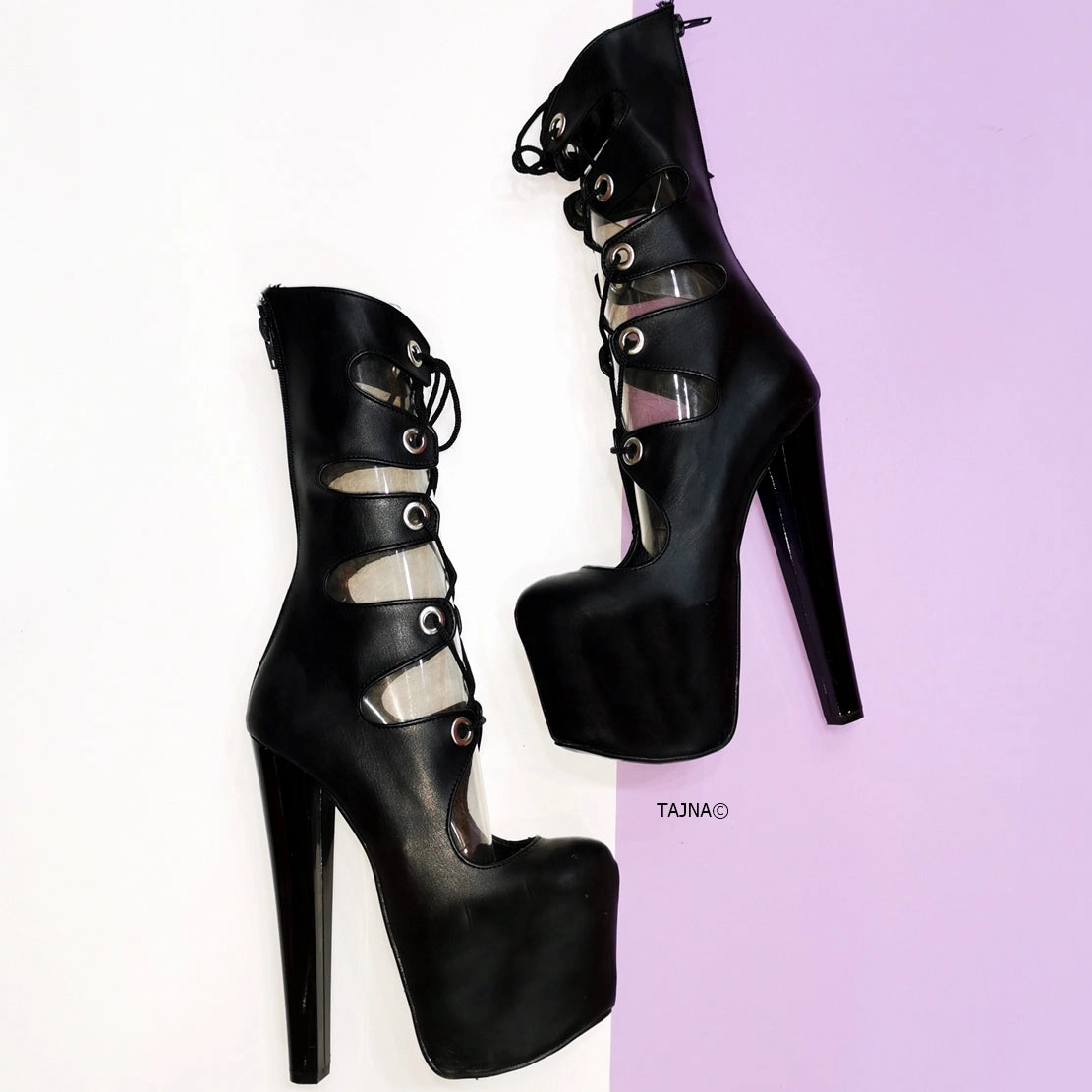 Gladiator Black Platform Lace Up Boots