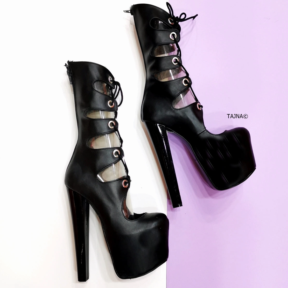 Gladiator Black Platform Lace Up Boots