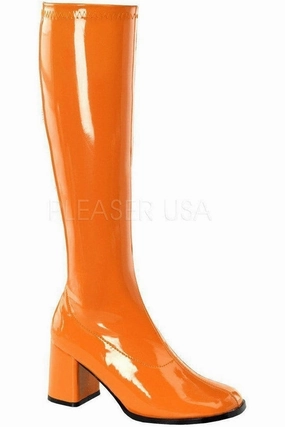 GOGO-300 Go Go Boot | Orange Patent