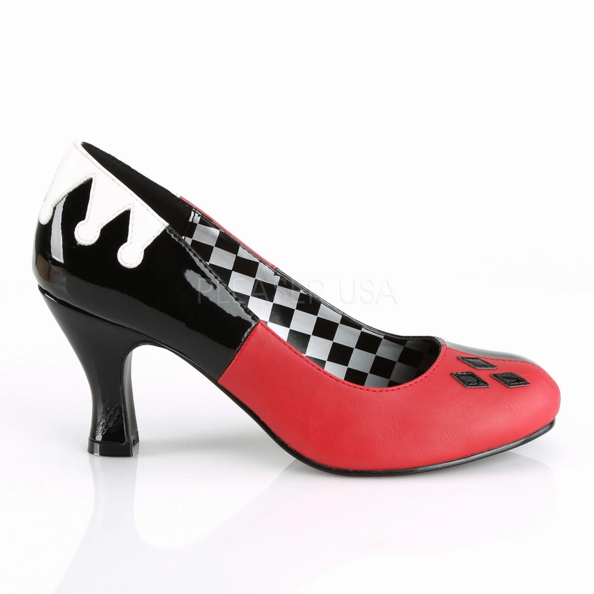HARLEY-42  Black Patent-Red-White Pu
