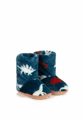 Hatley Dino Silhouettes Fleece Slippers, Navy