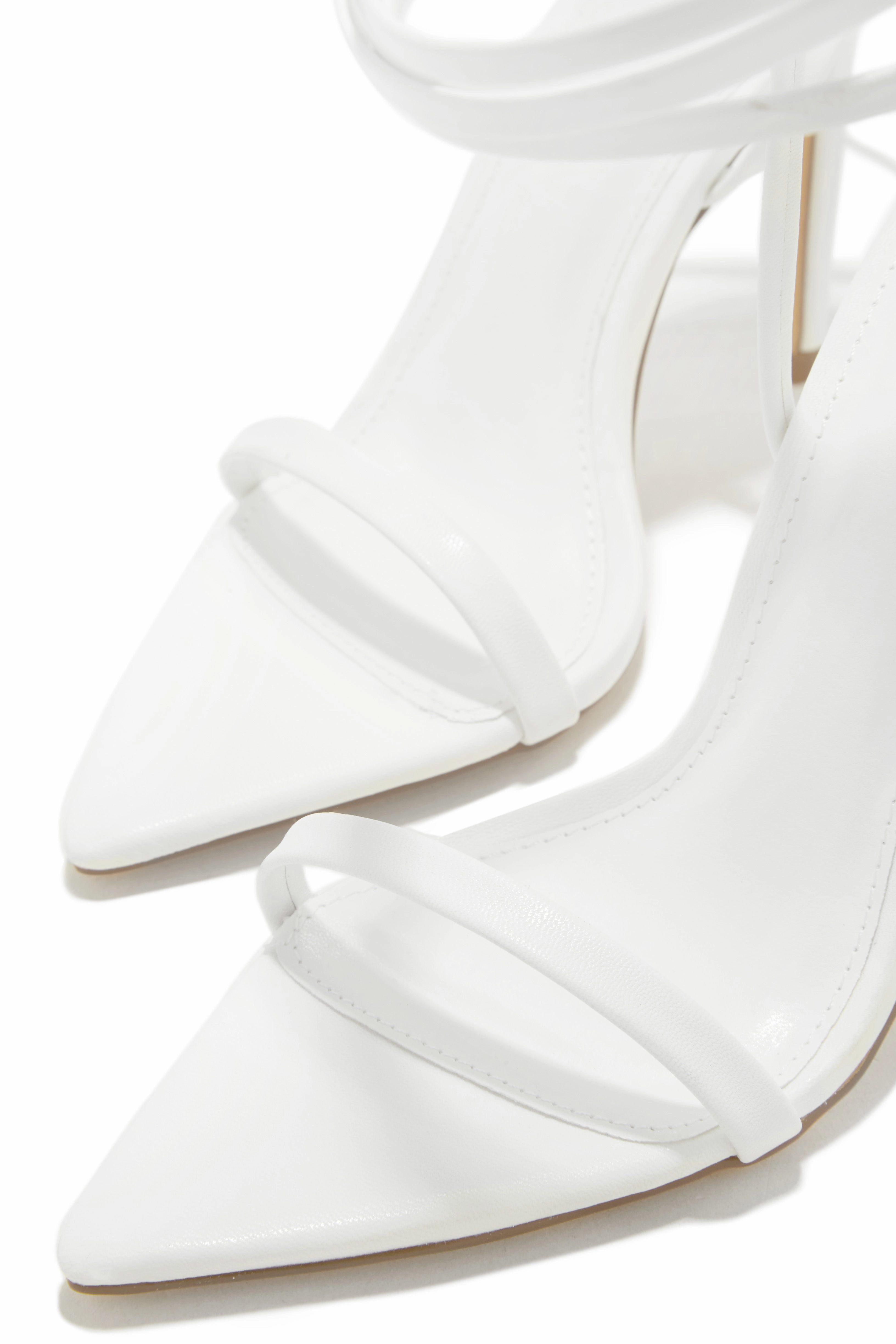 Into The Night Lace Up High Heels - White