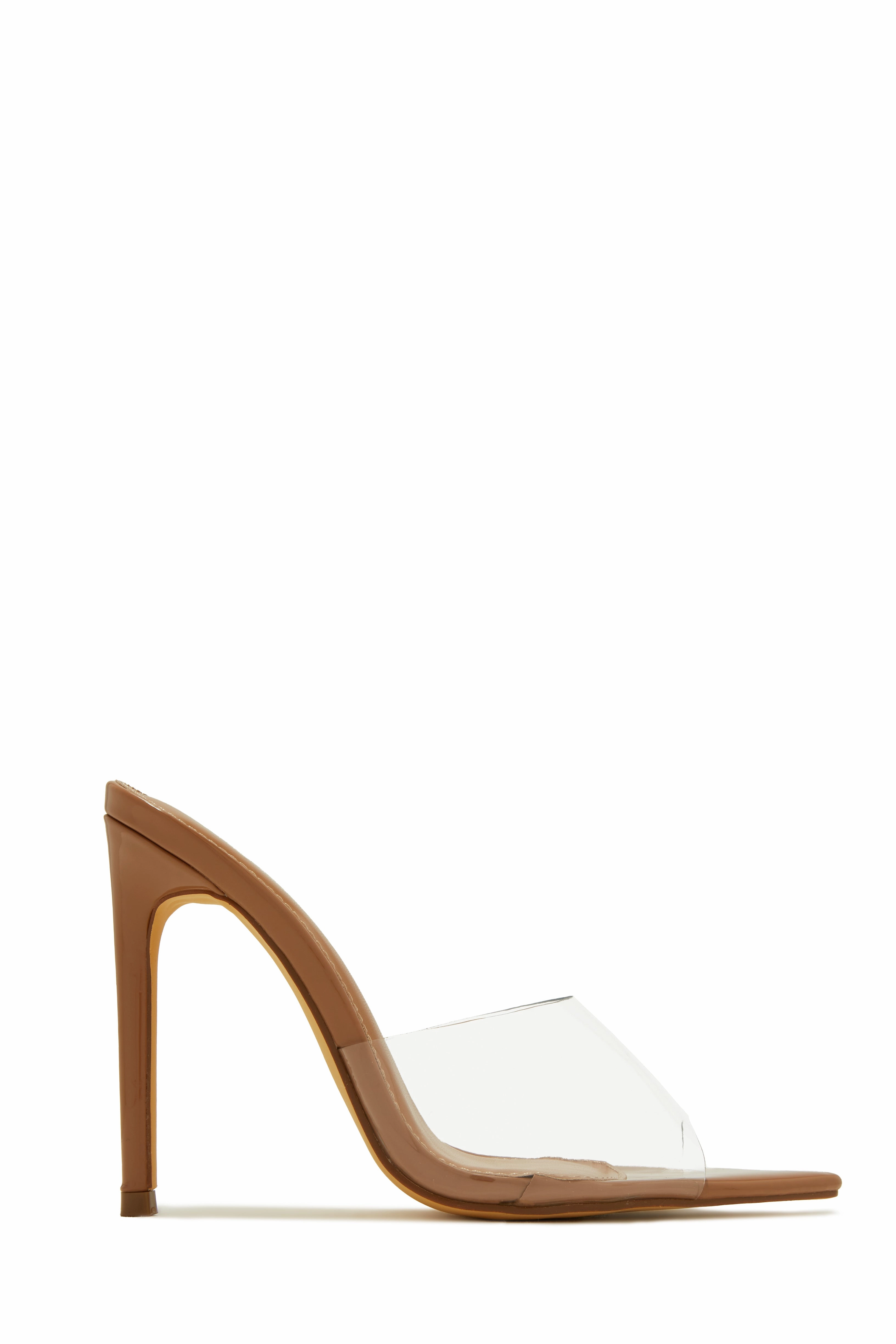 Ionic Clear Strap High Heel Mules - Linen