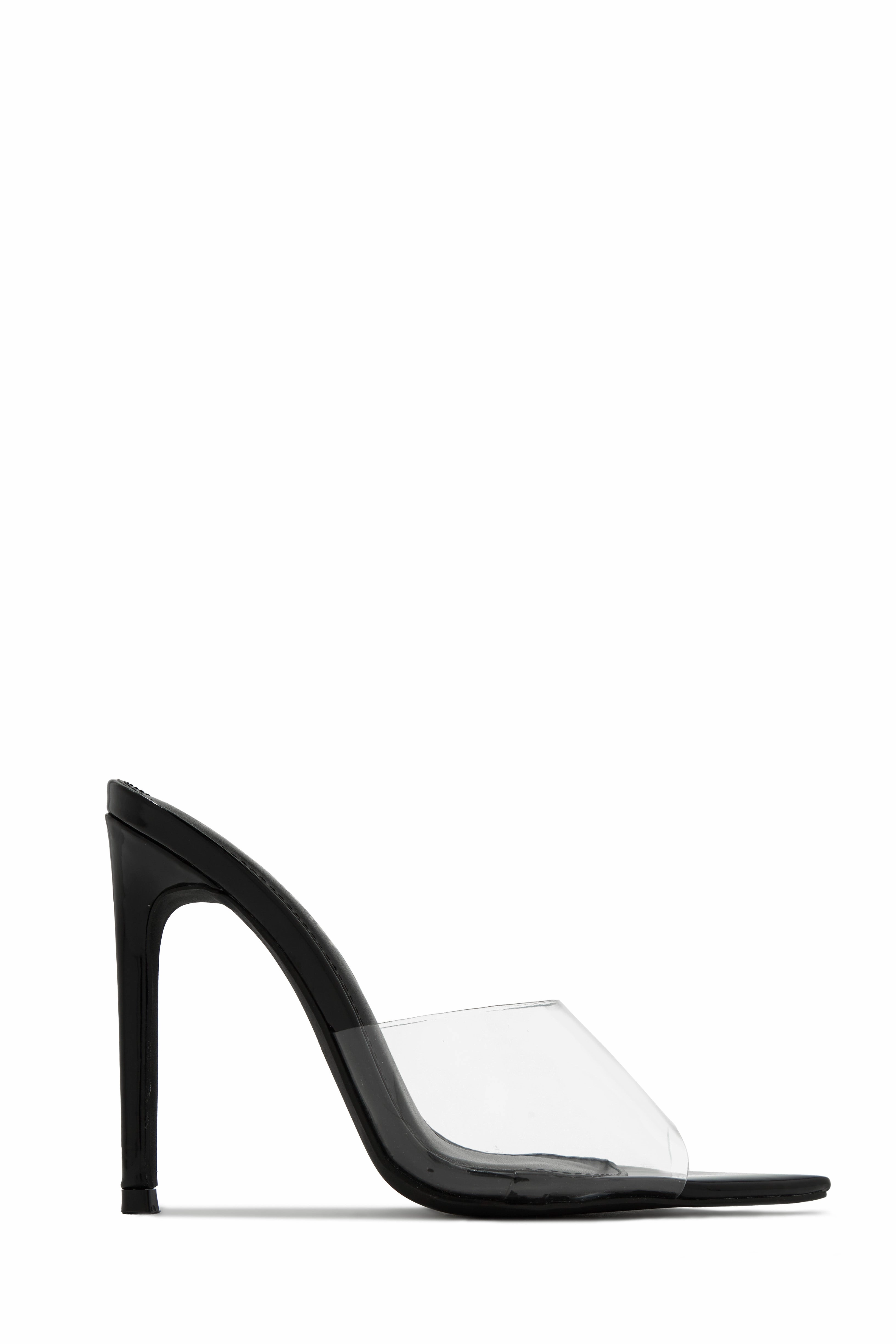 Ionic Clear Strap High Heel Mules - Linen