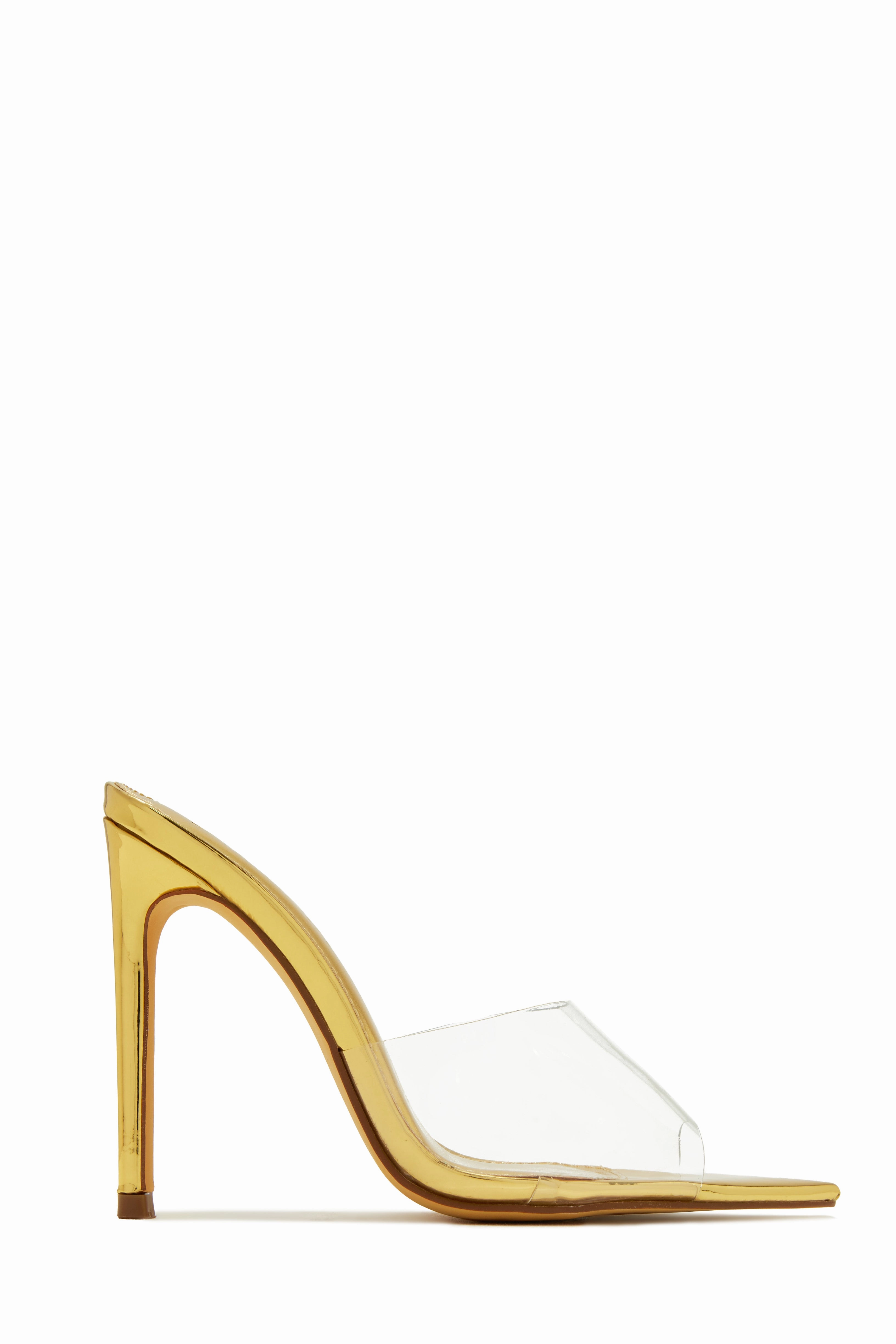 Ionic Clear Strap High Heel Mules - Linen