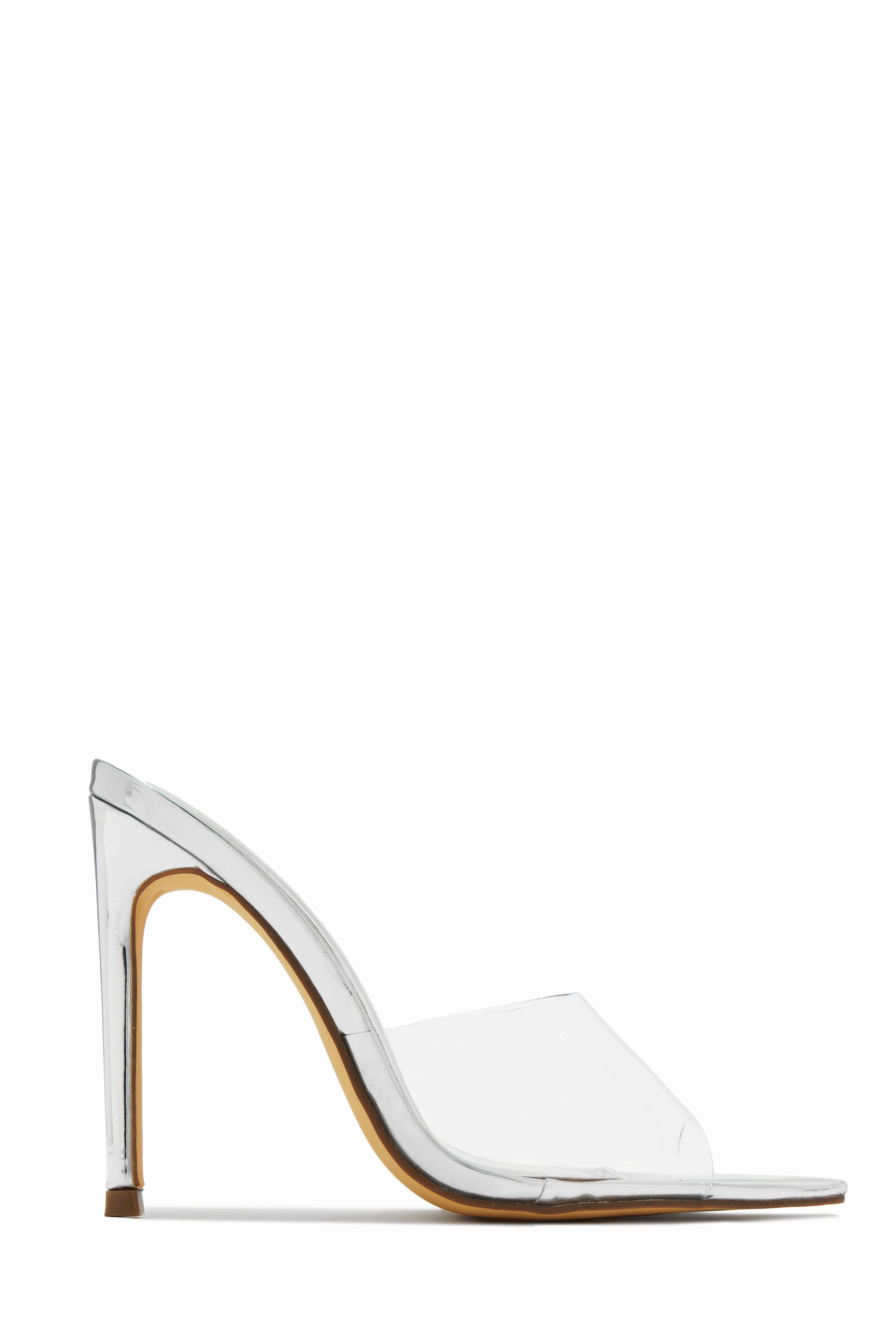 Ionic Clear Strap High Heel Mules - Linen