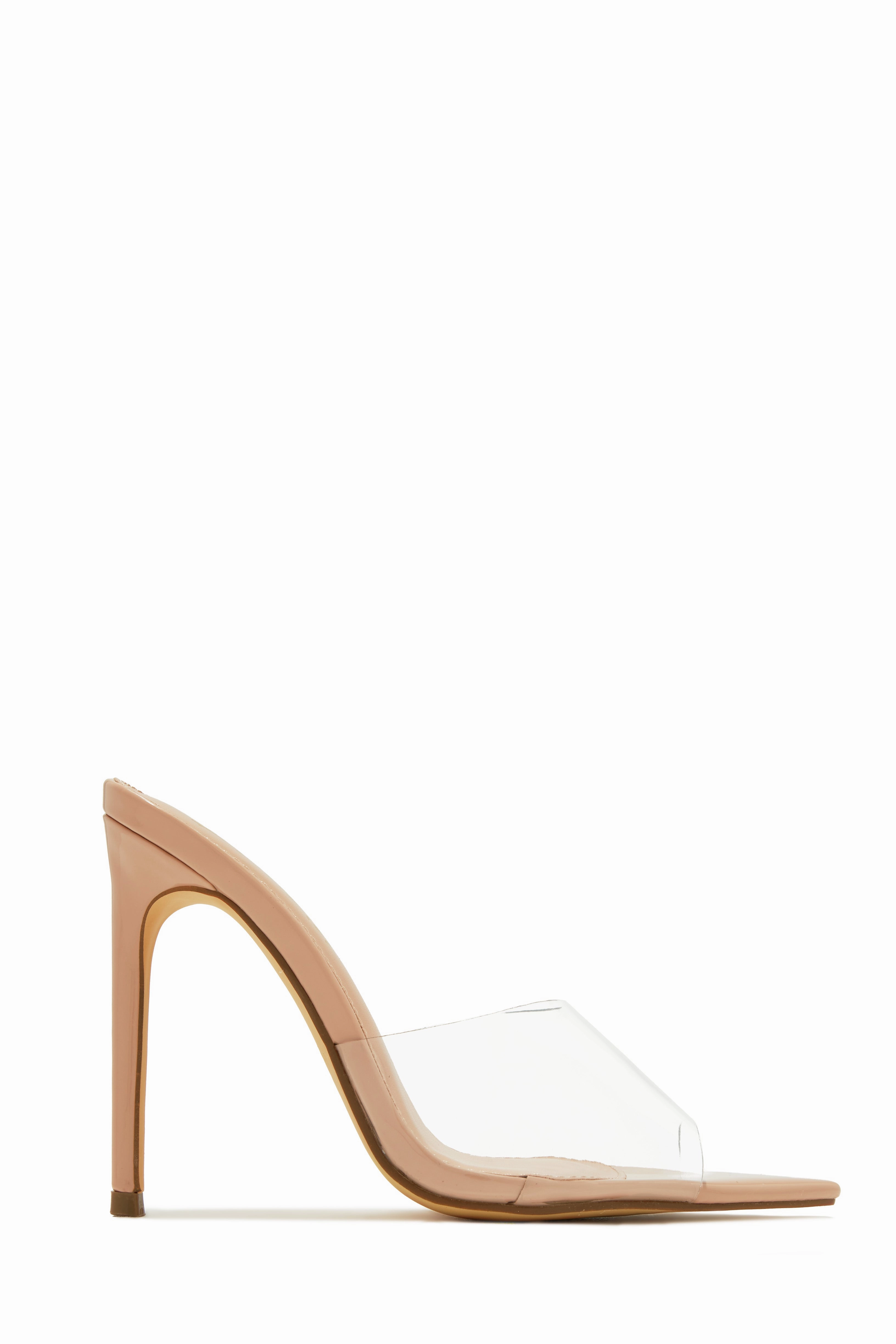 Ionic Clear Strap High Heel Mules - Linen