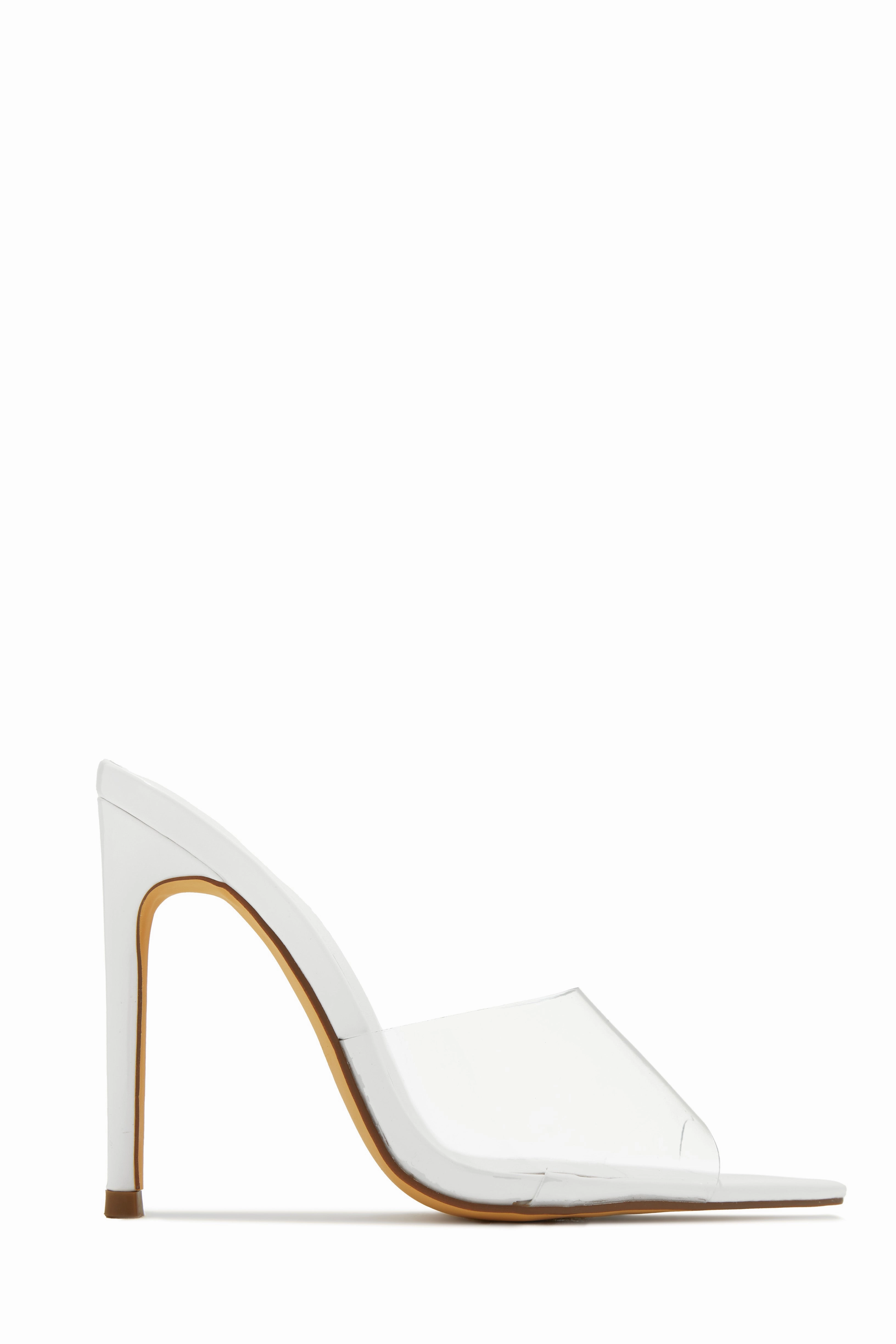 Ionic Clear Strap High Heel Mules - Linen
