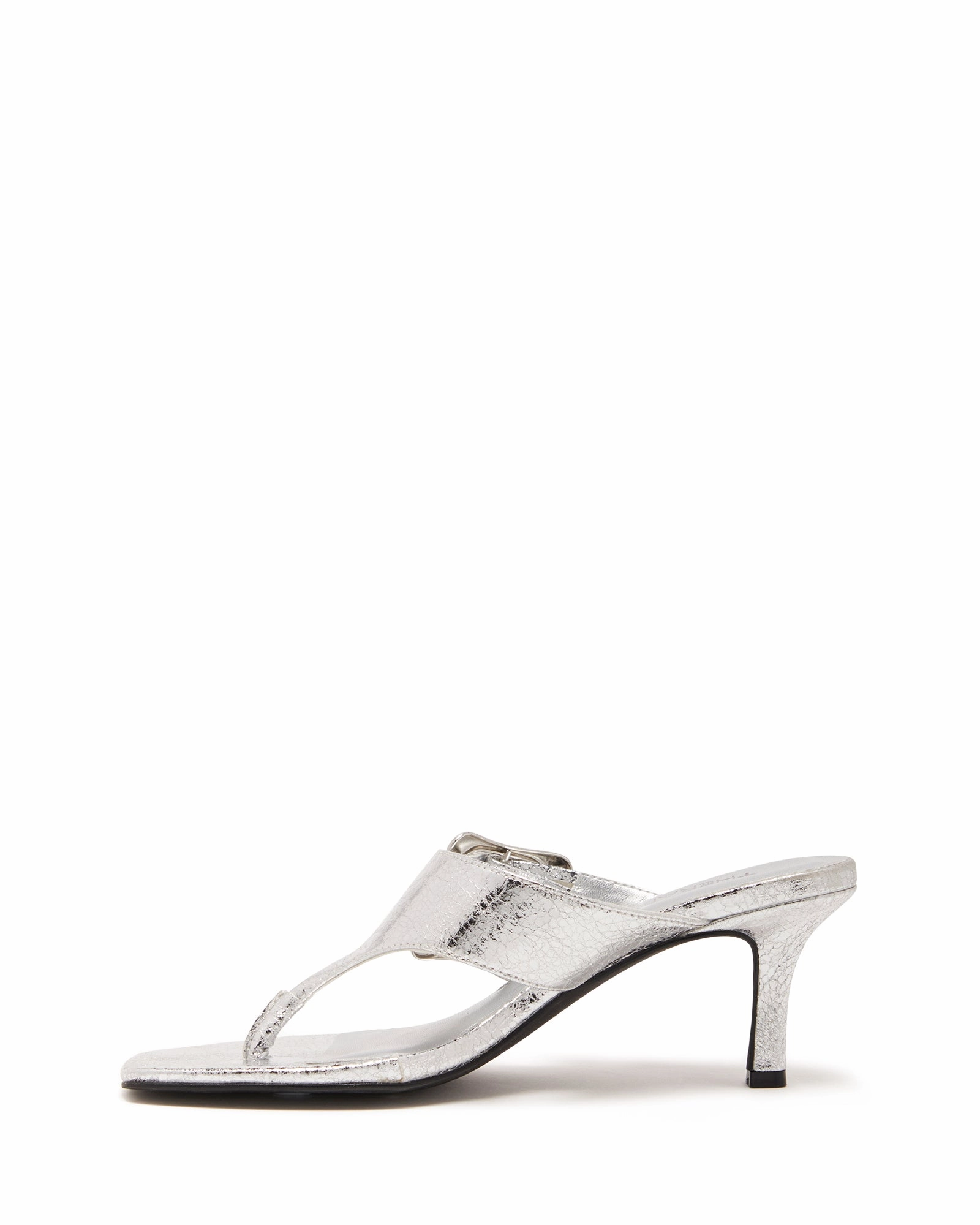Jade Thong Heel Silver Cracked Metallic