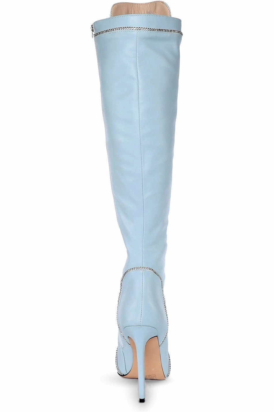 Lace Up Rhinestone Knee boot | Faux Leather
