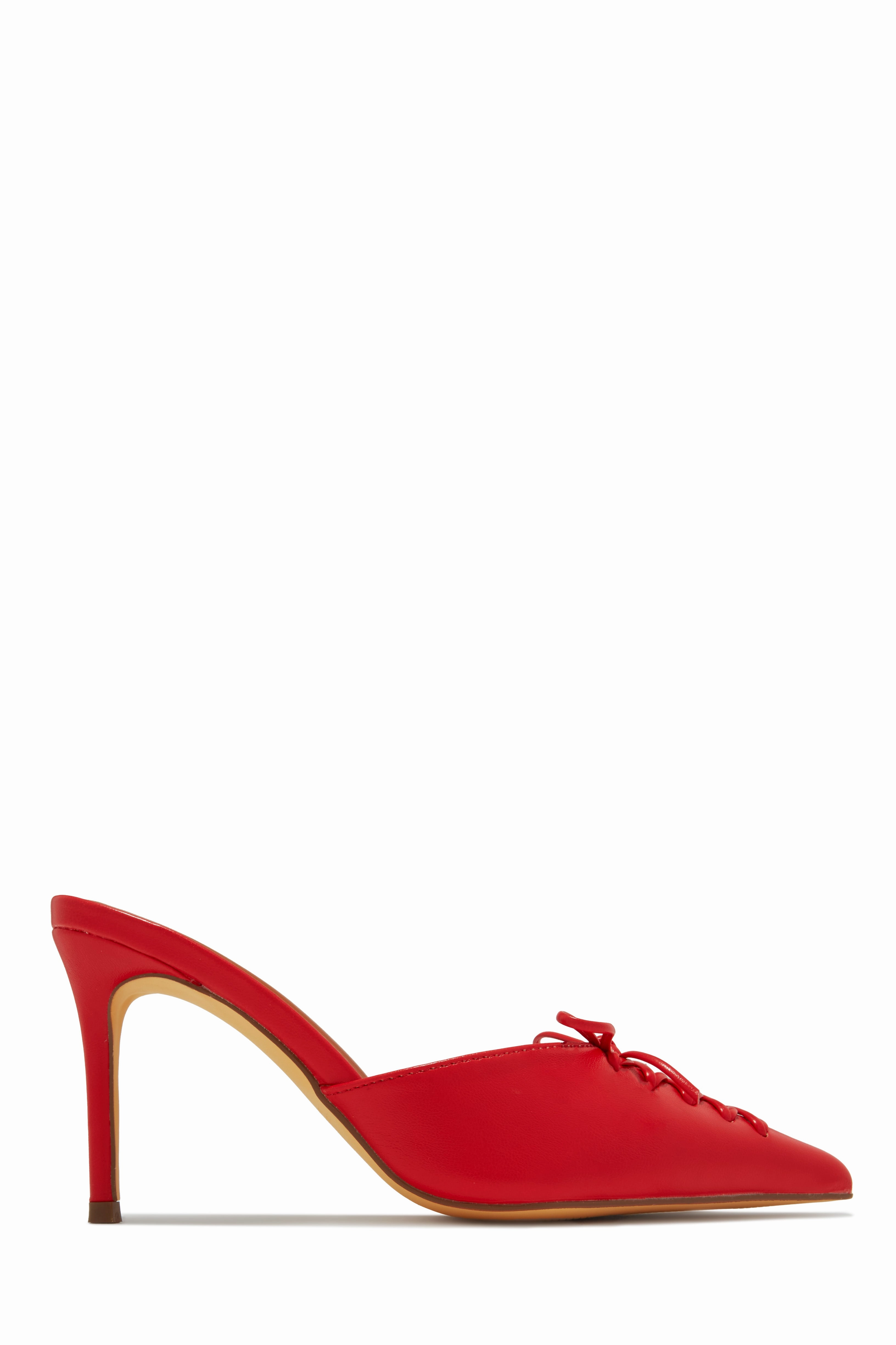 Lina Pump Heel Mules - Red