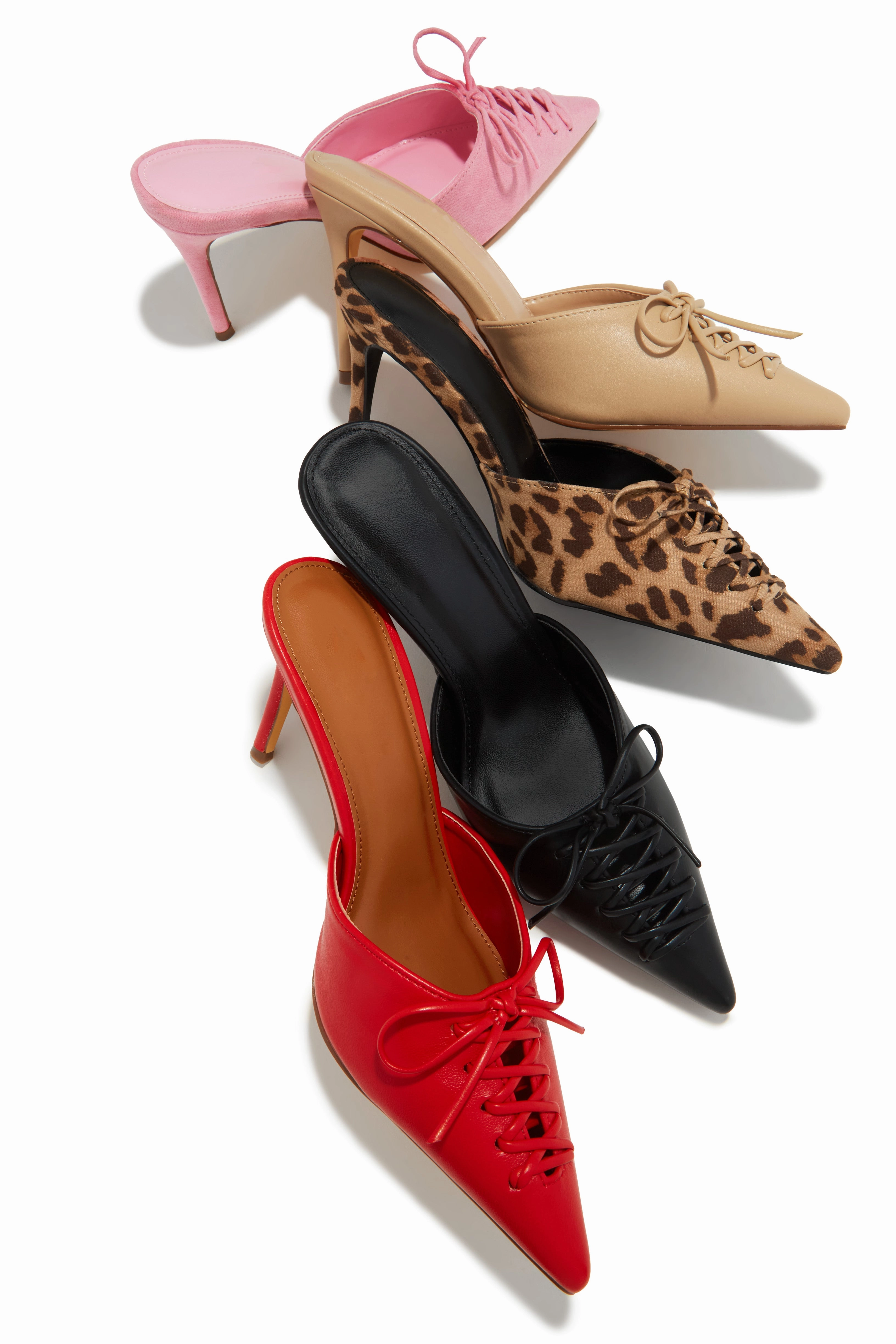 Lina Pump Heel Mules - Red