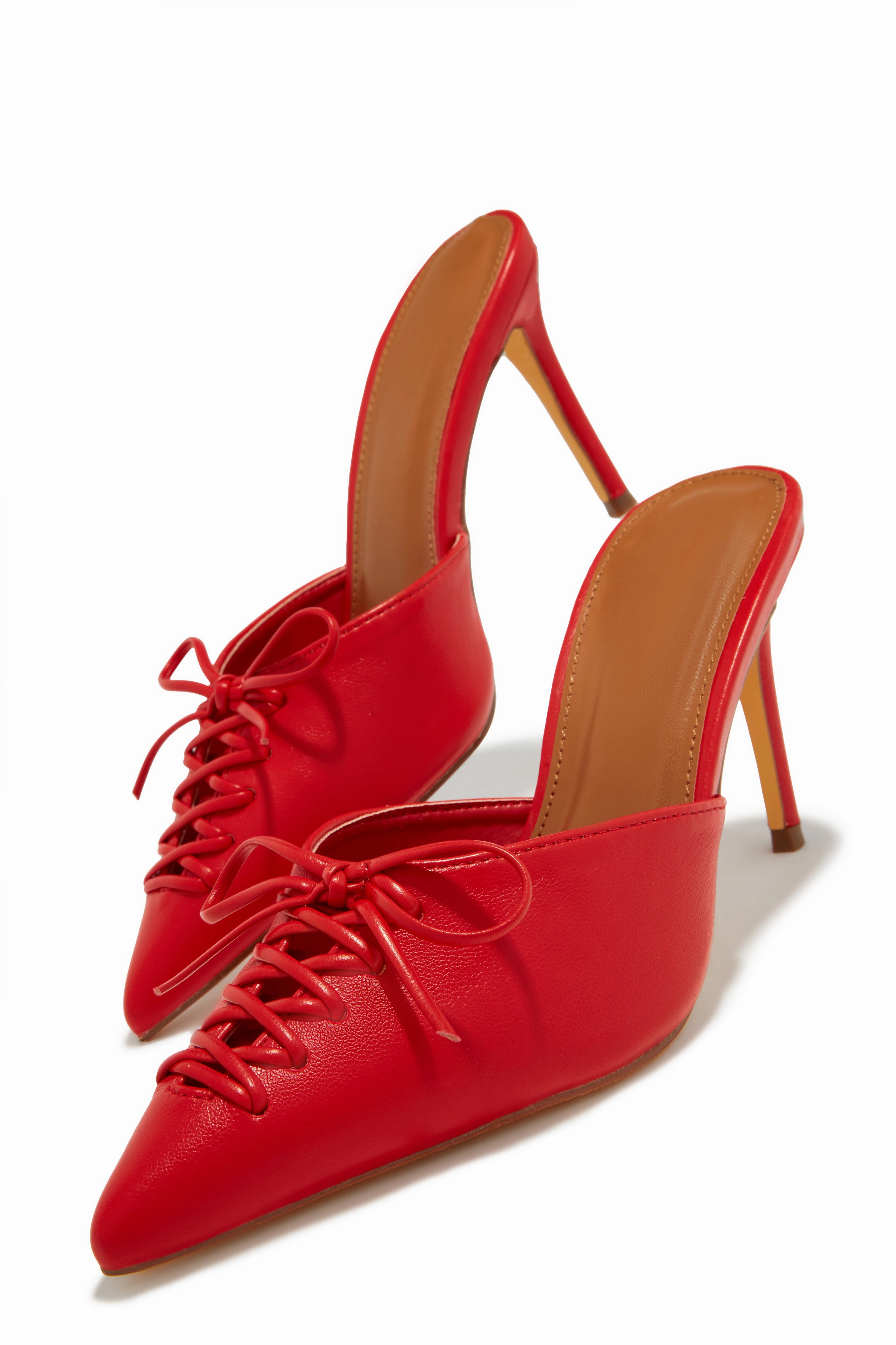 Lina Pump Heel Mules - Red