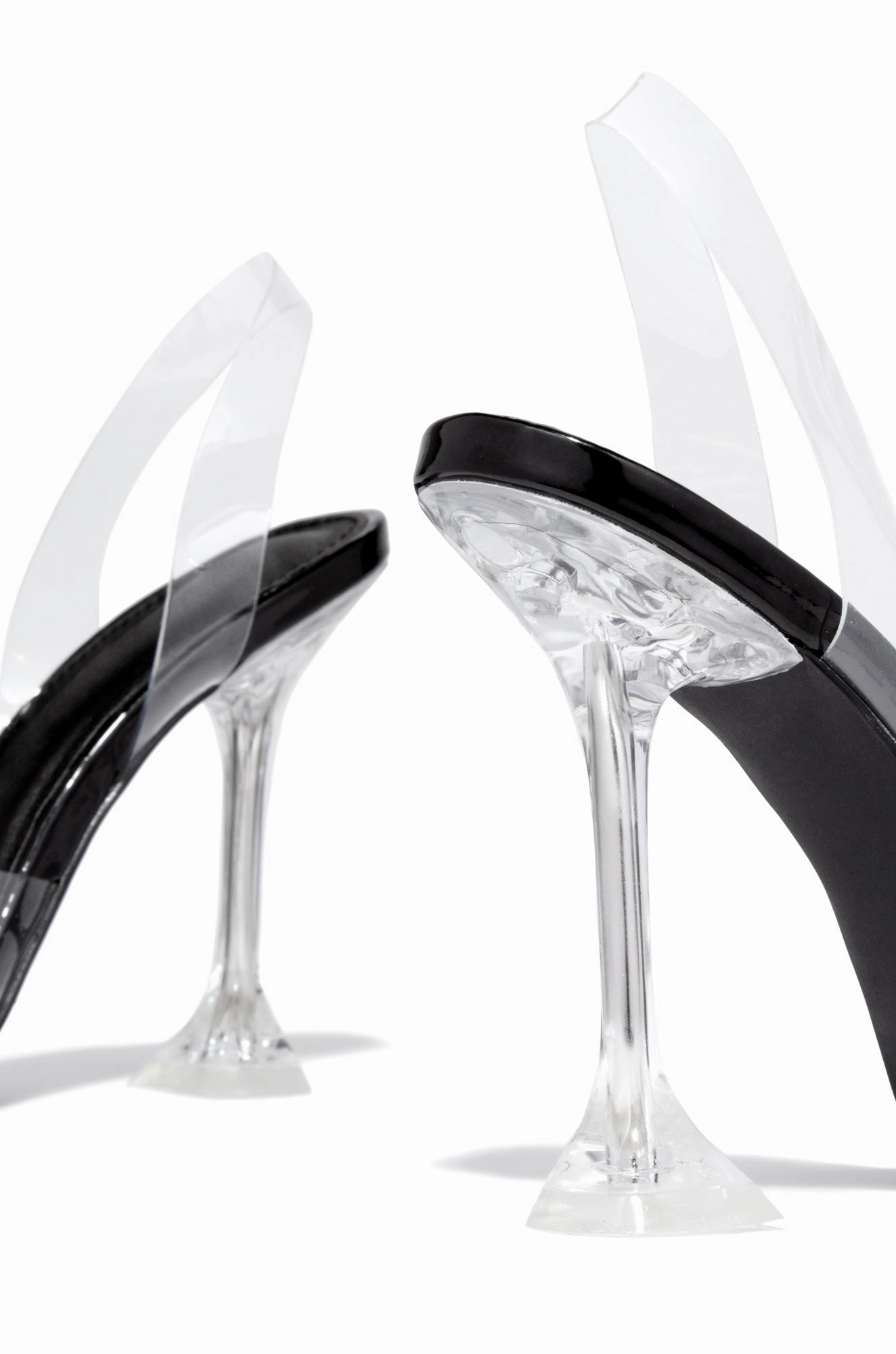 Luxe Affair Embellished Clear Pointed Toe Pumps - Black