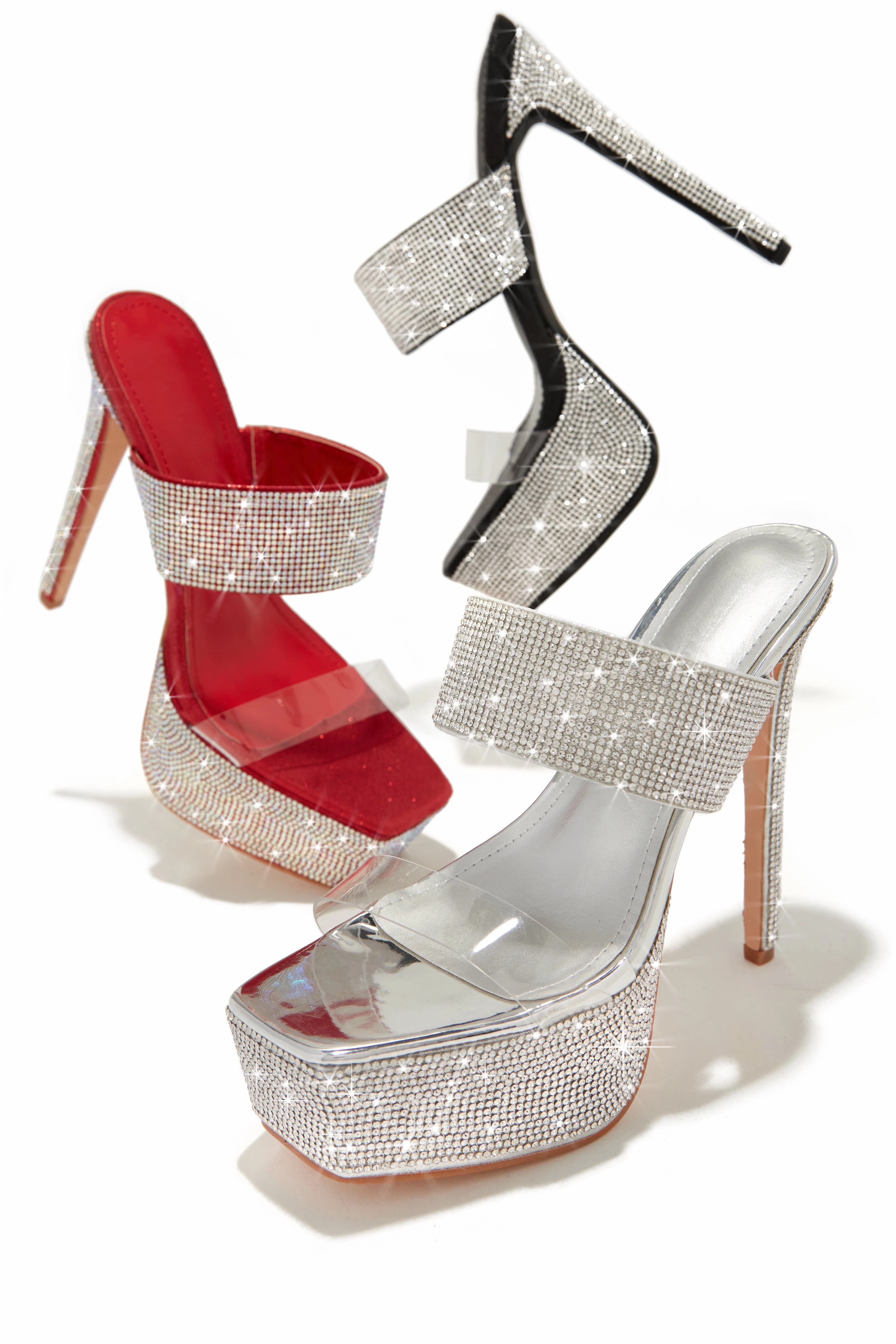 Main Event Embellished Platform High Heel Mules - Black