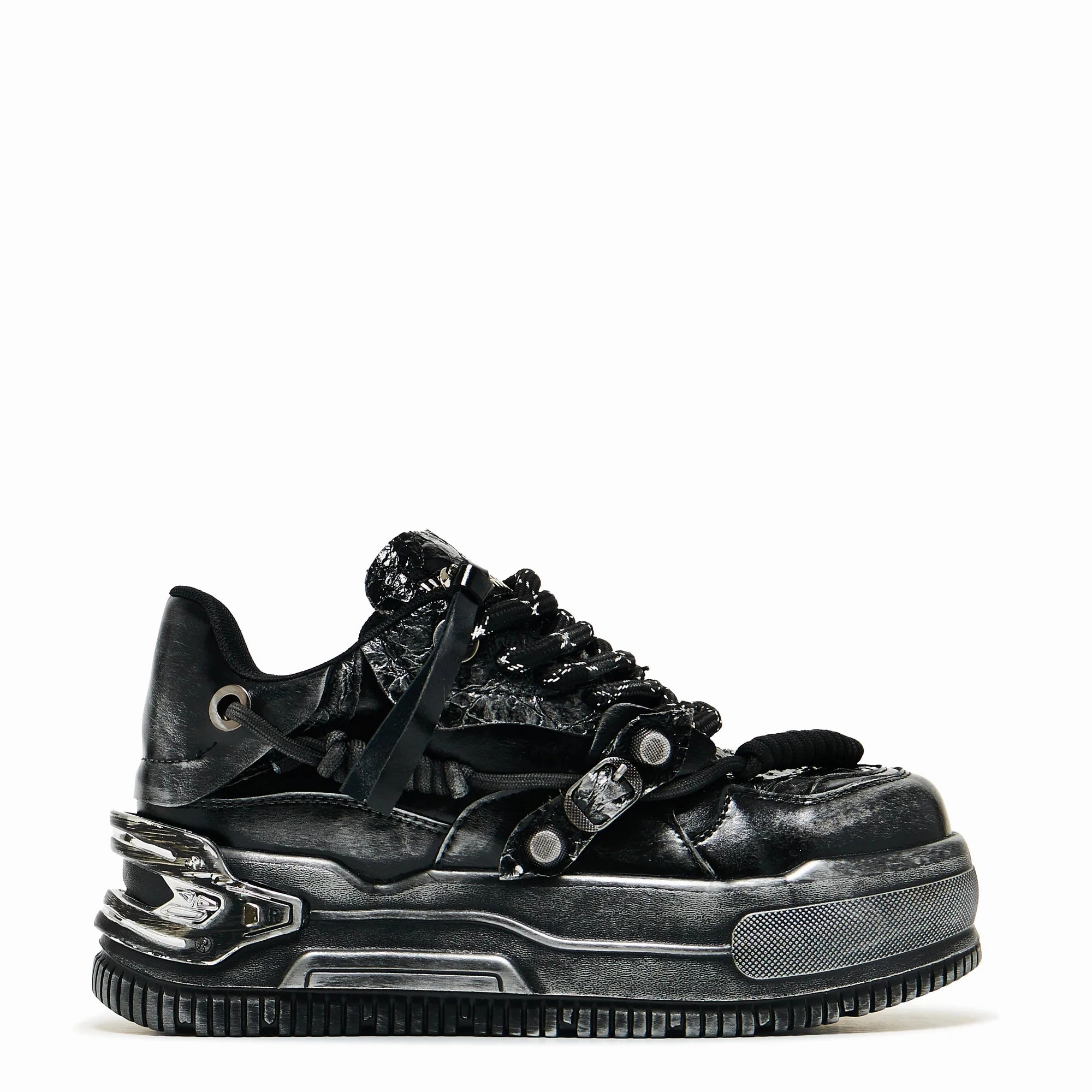 Metamorphosis Distressed Platform Trainers - Charcoal