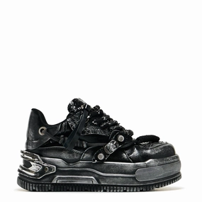 Metamorphosis Distressed Platform Trainers - Charcoal