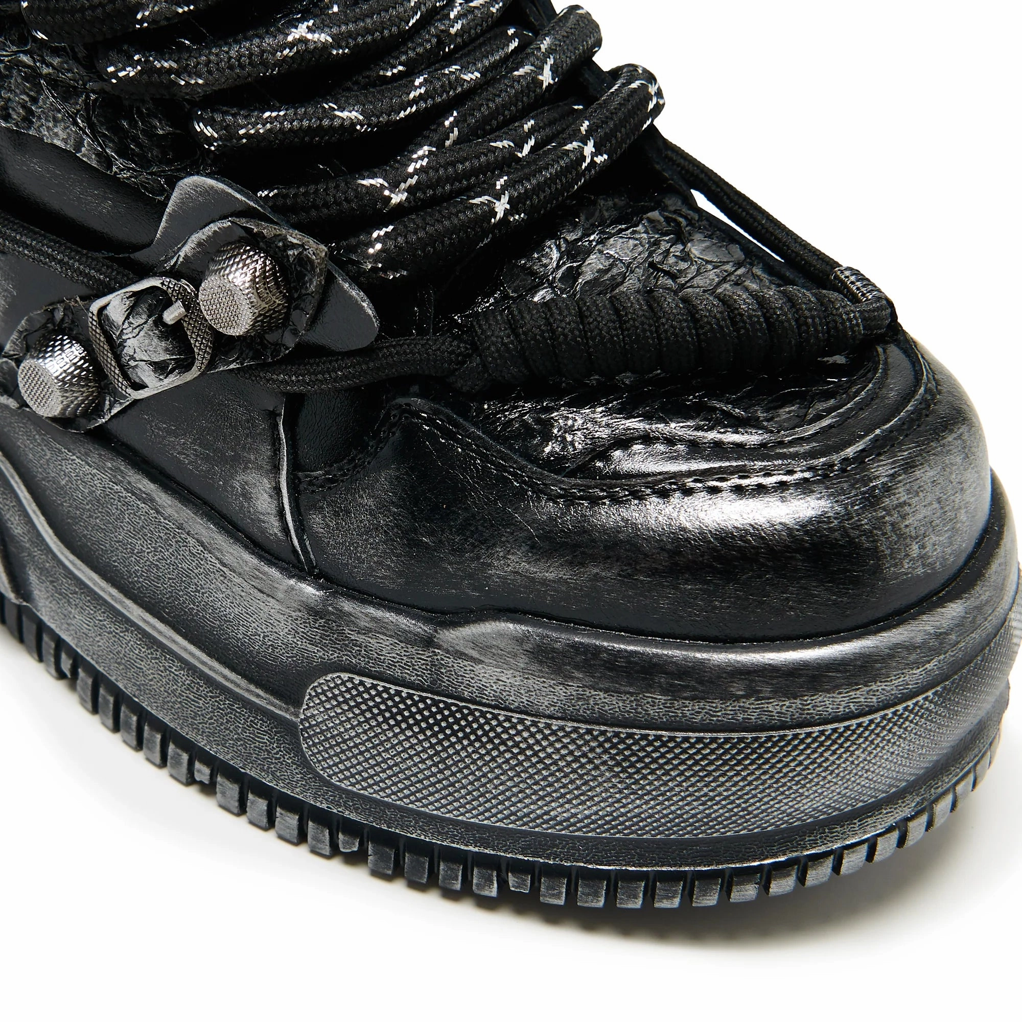 Metamorphosis Distressed Platform Trainers - Charcoal