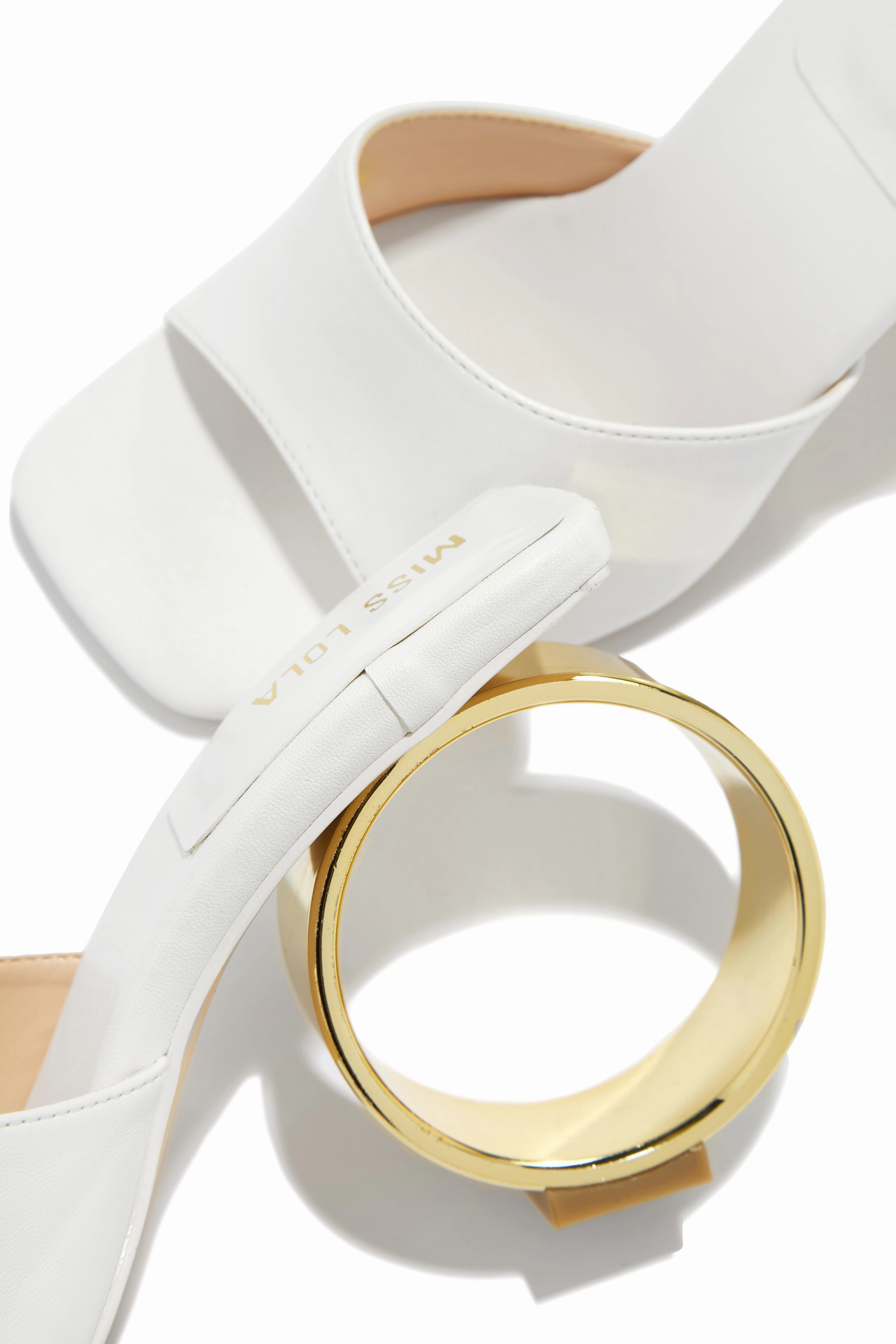 Naomi Sphere Heel Mules - White