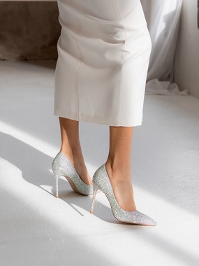 Nuria Silver Rhinestone Heels