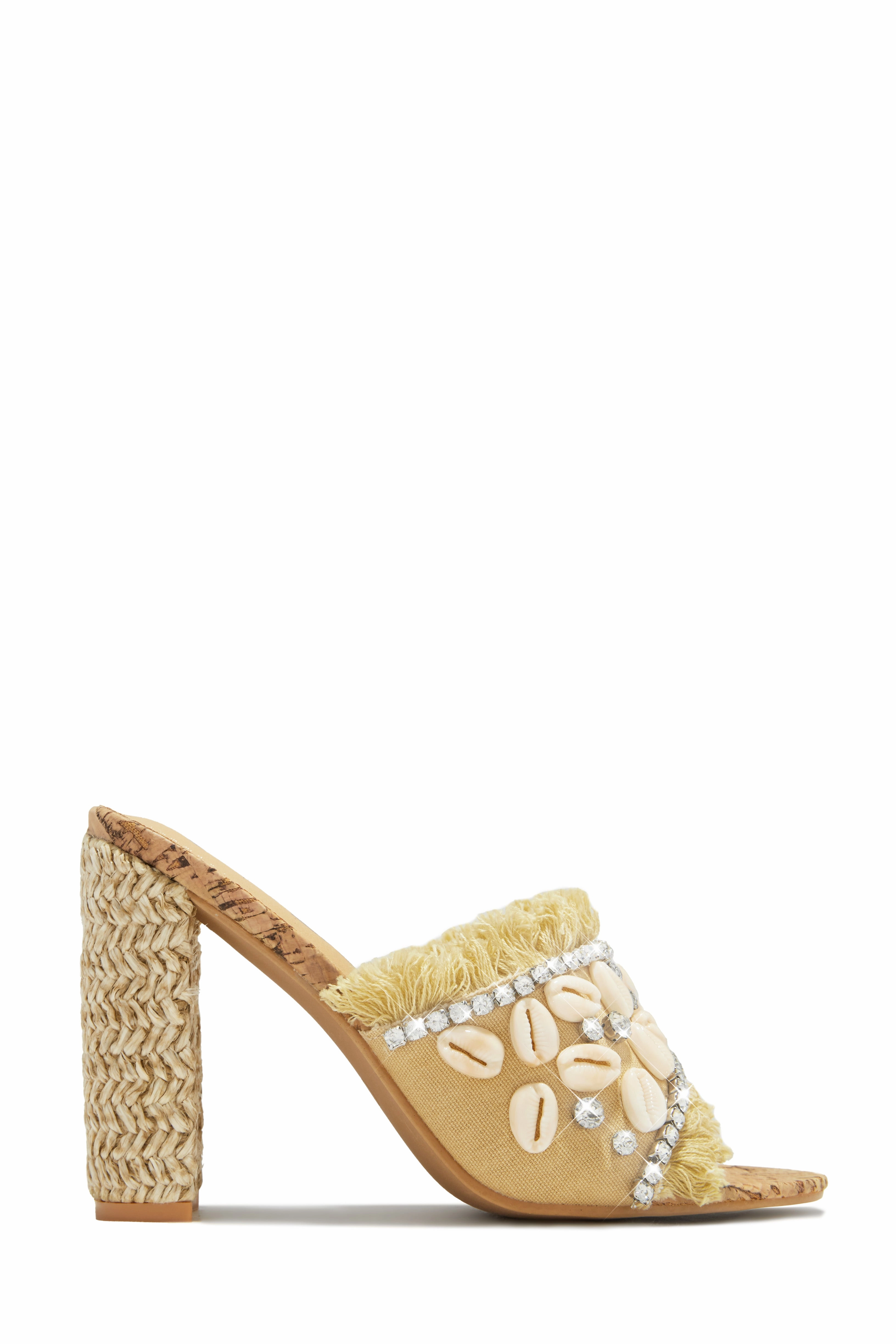 On Vacation Block Heel Mules - Natural