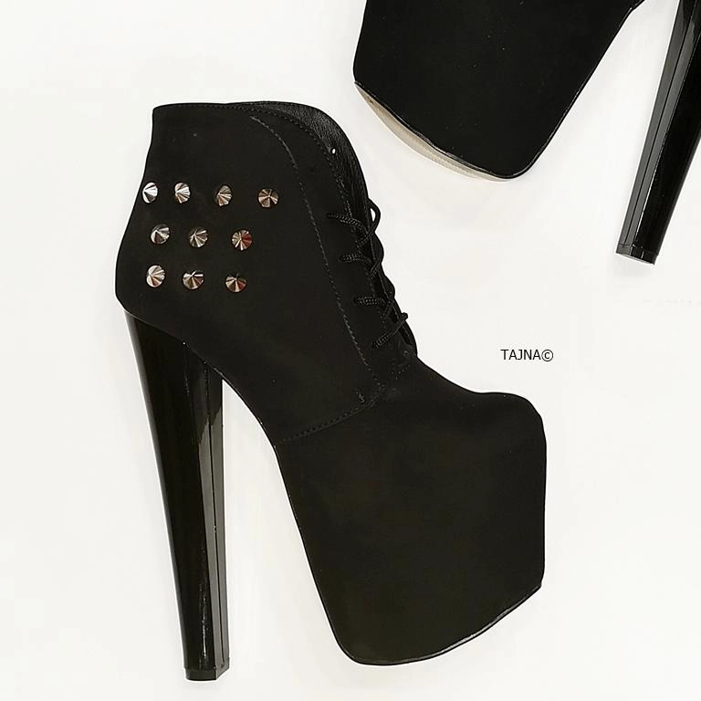 Pinned Ledna Black Suede Ankle Booties