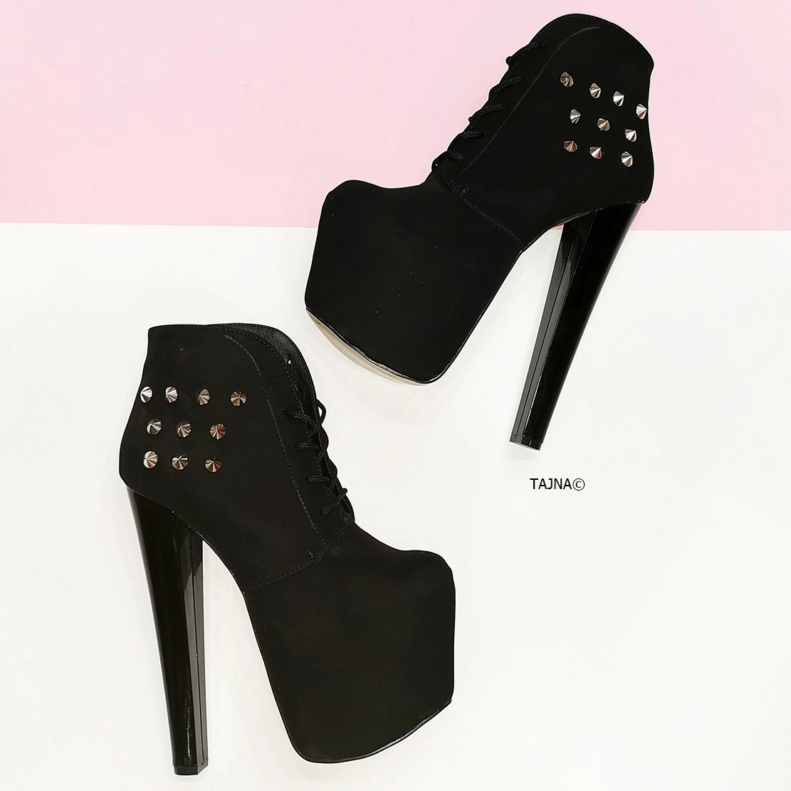 Pinned Ledna Black Suede Ankle Booties