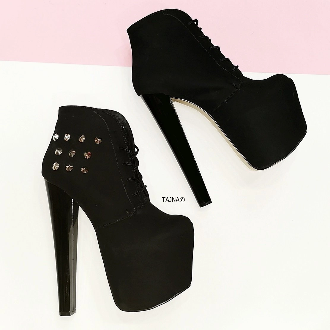Pinned Ledna Black Suede Ankle Booties