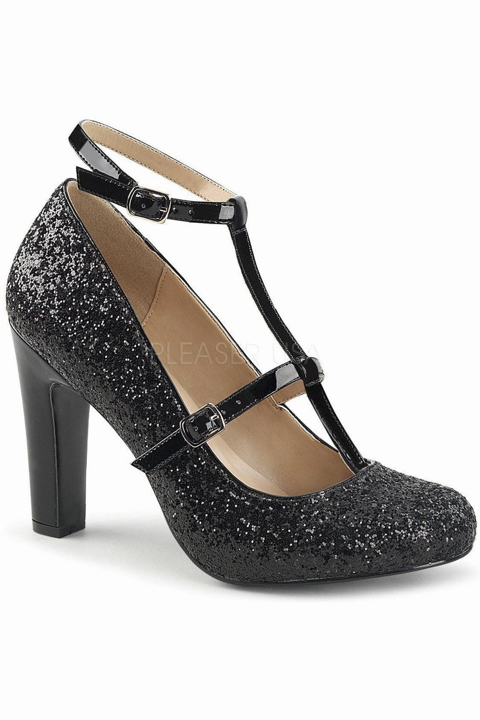 QUEEN-01 Pump  | Black Glitter