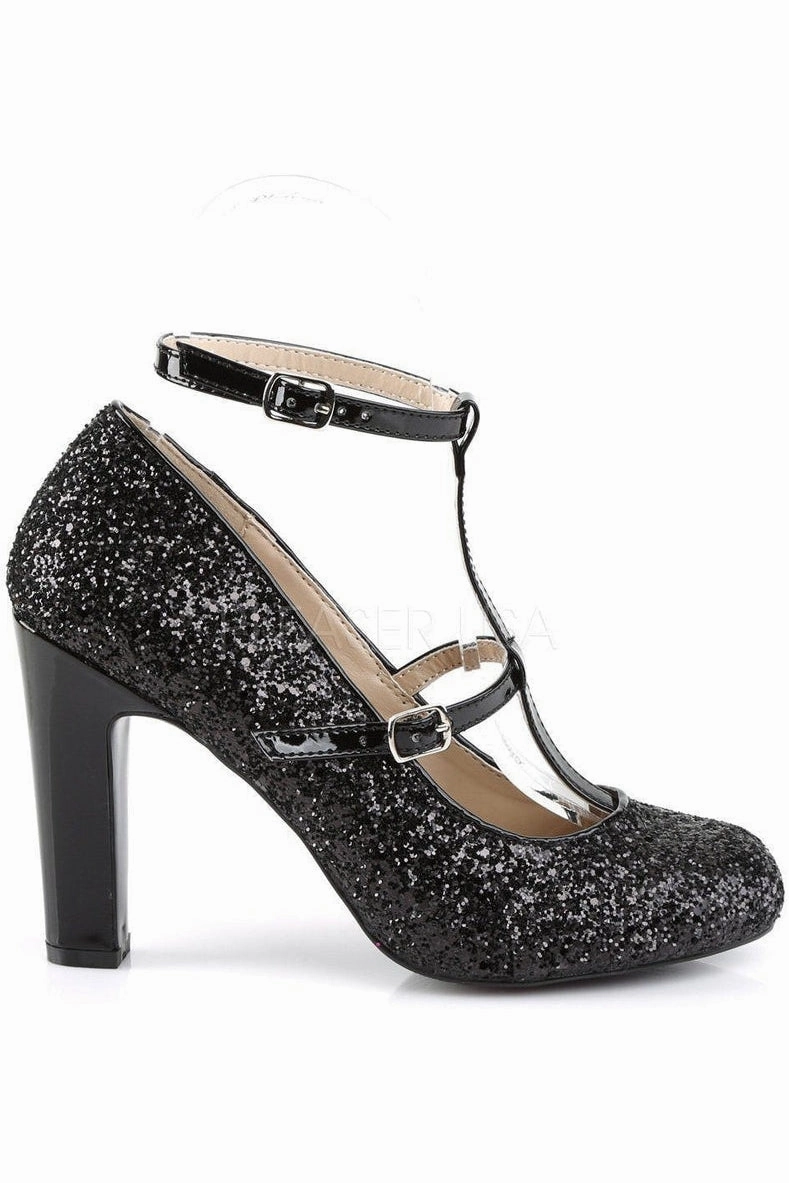 QUEEN-01 Pump  | Black Glitter