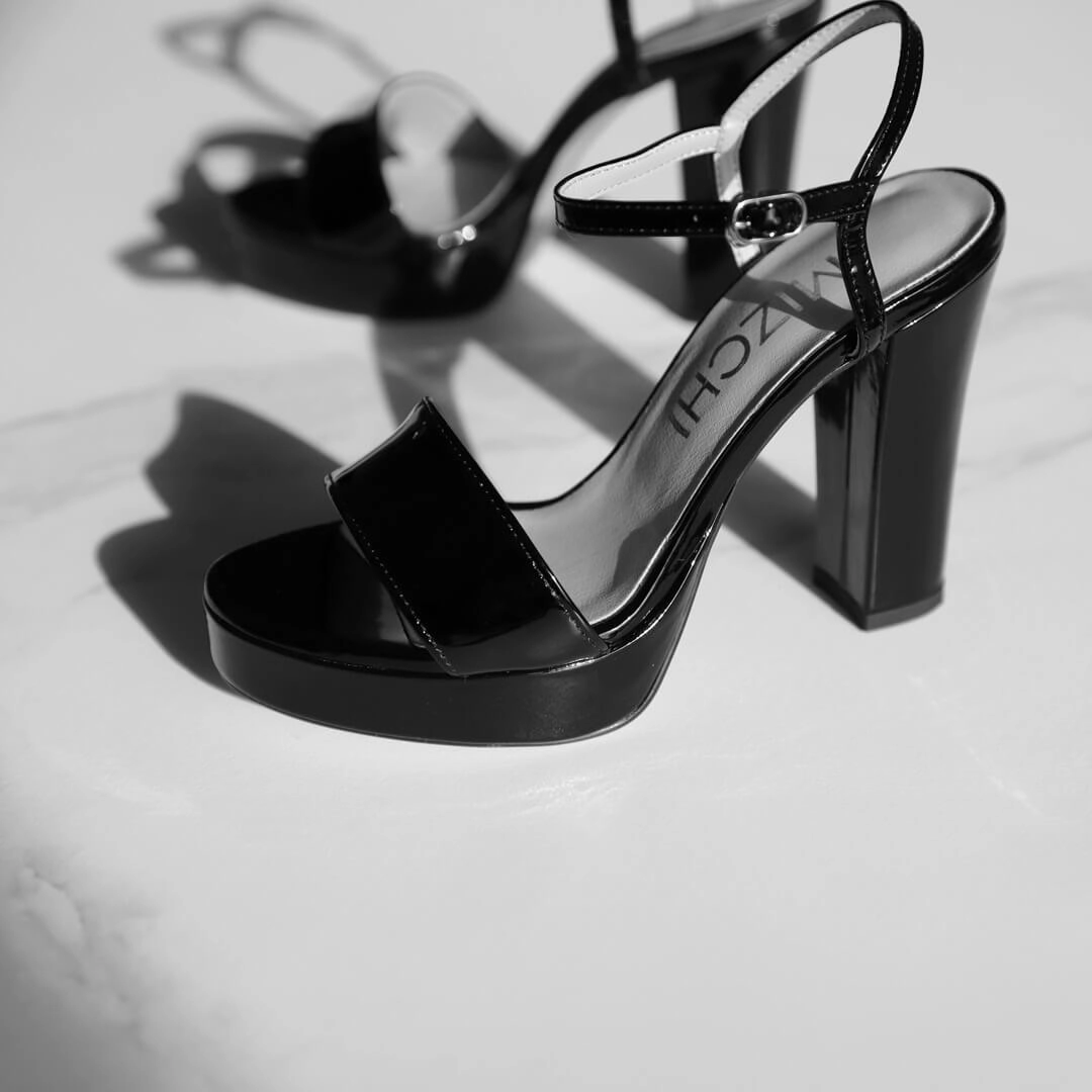 SAMI BEIGE PATENT - high platform