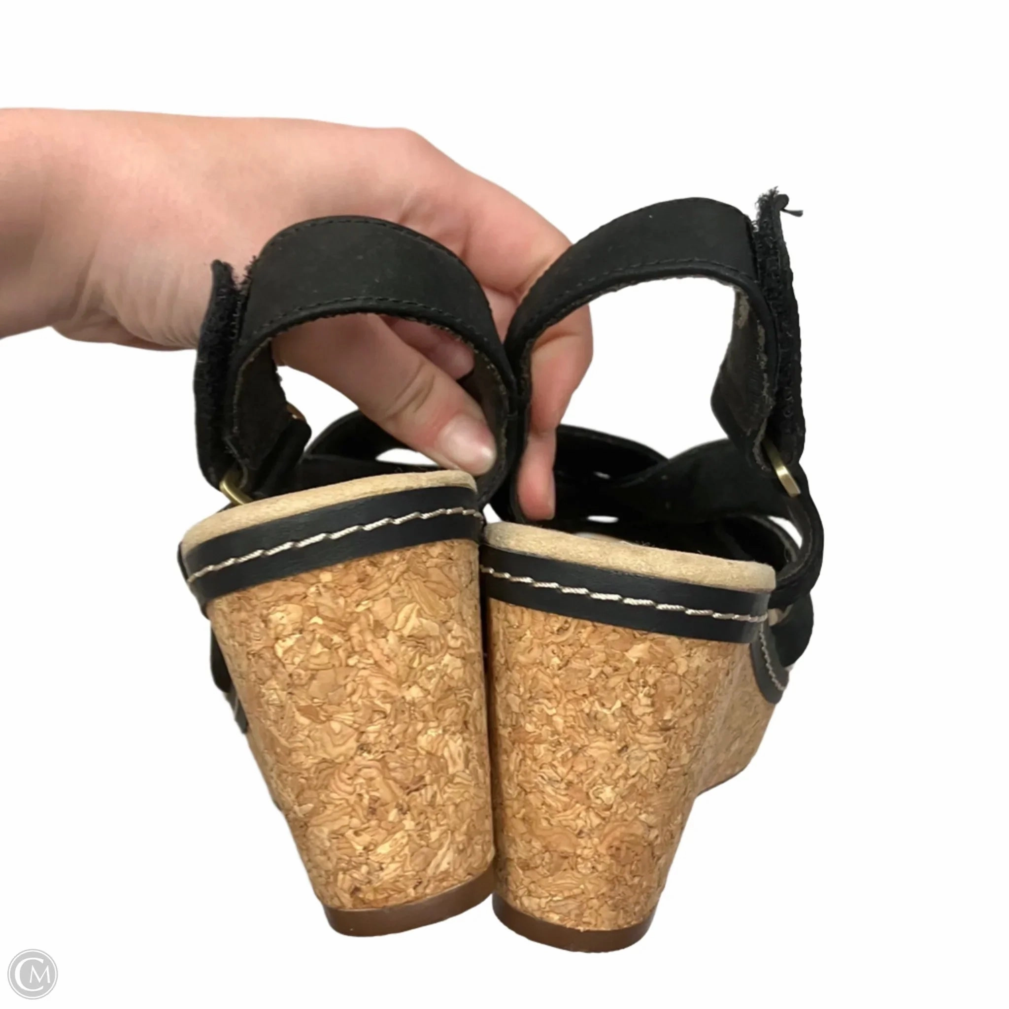 Sandals Heels Wedge By Clarks In Black, Size: 7