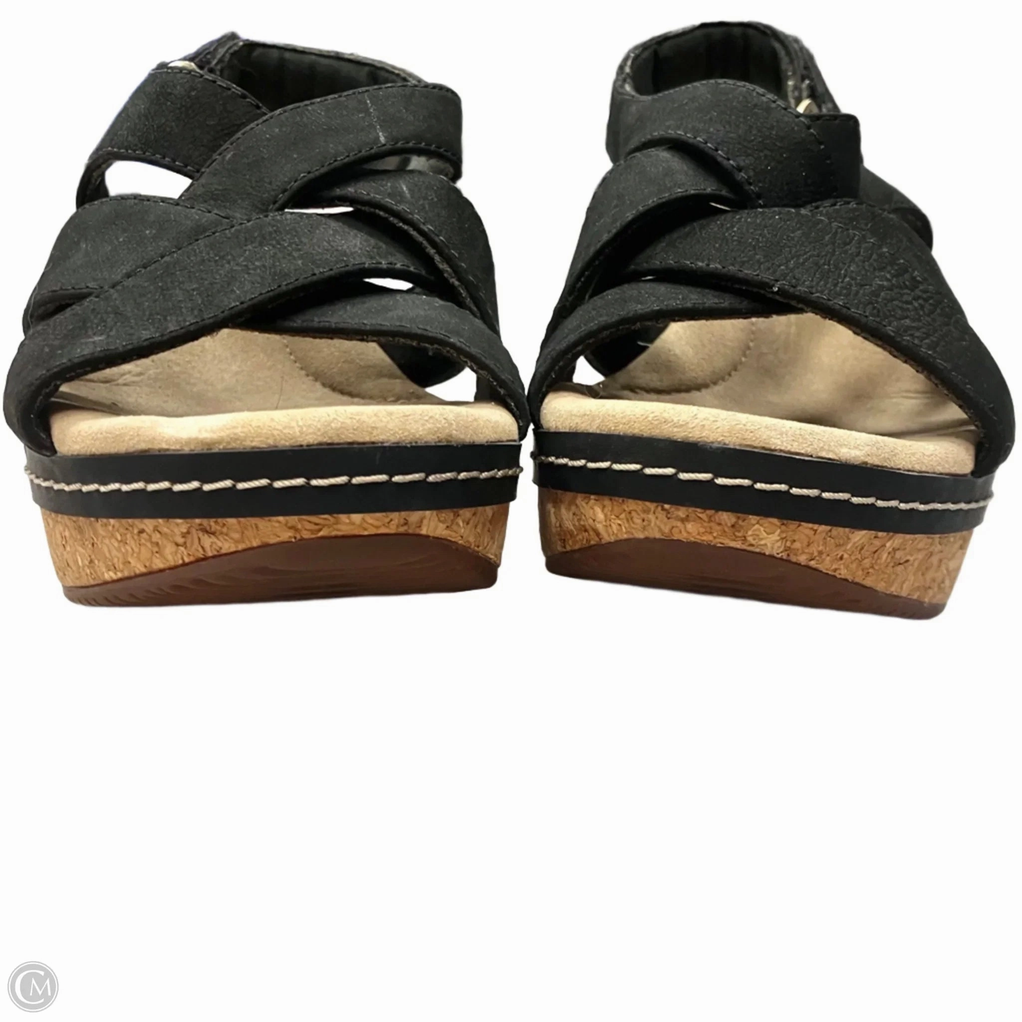 Sandals Heels Wedge By Clarks In Black, Size: 7