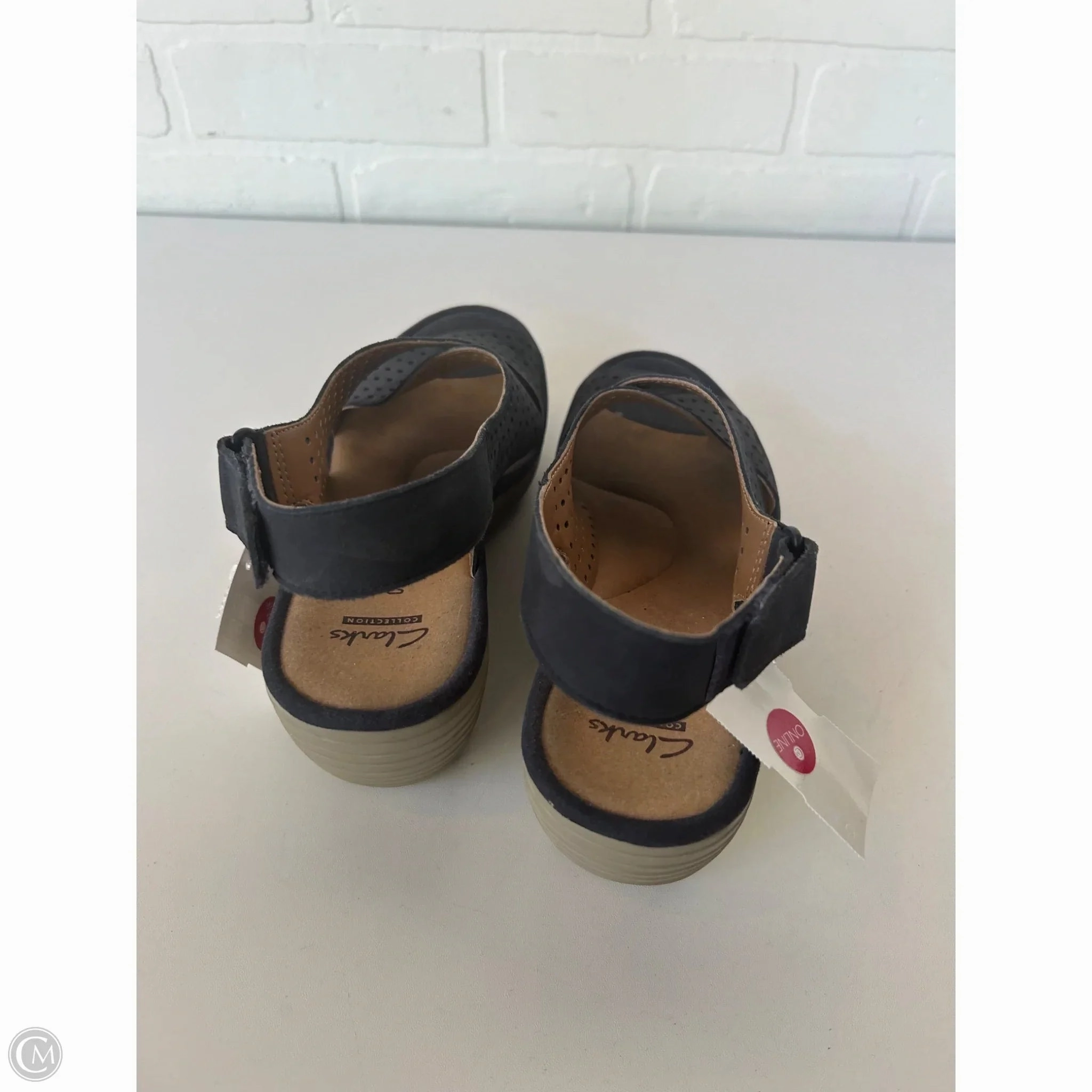 Sandals Heels Wedge By Clarks In Blue, Size: 8.5