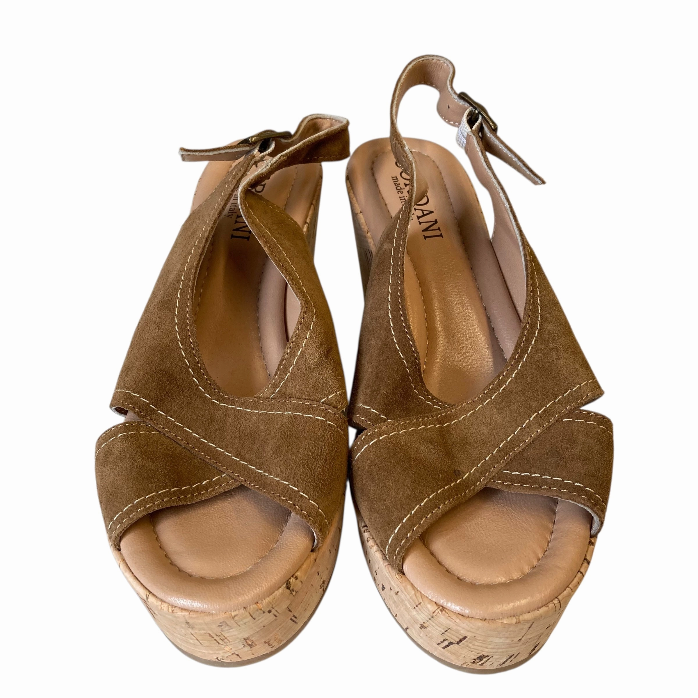 Sandals Heels Wedge By Cordani In Brown, Size:9.5