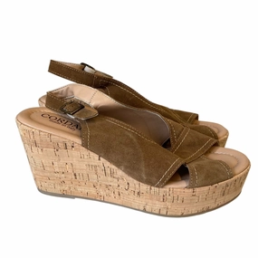 Sandals Heels Wedge By Cordani In Brown, Size:9.5