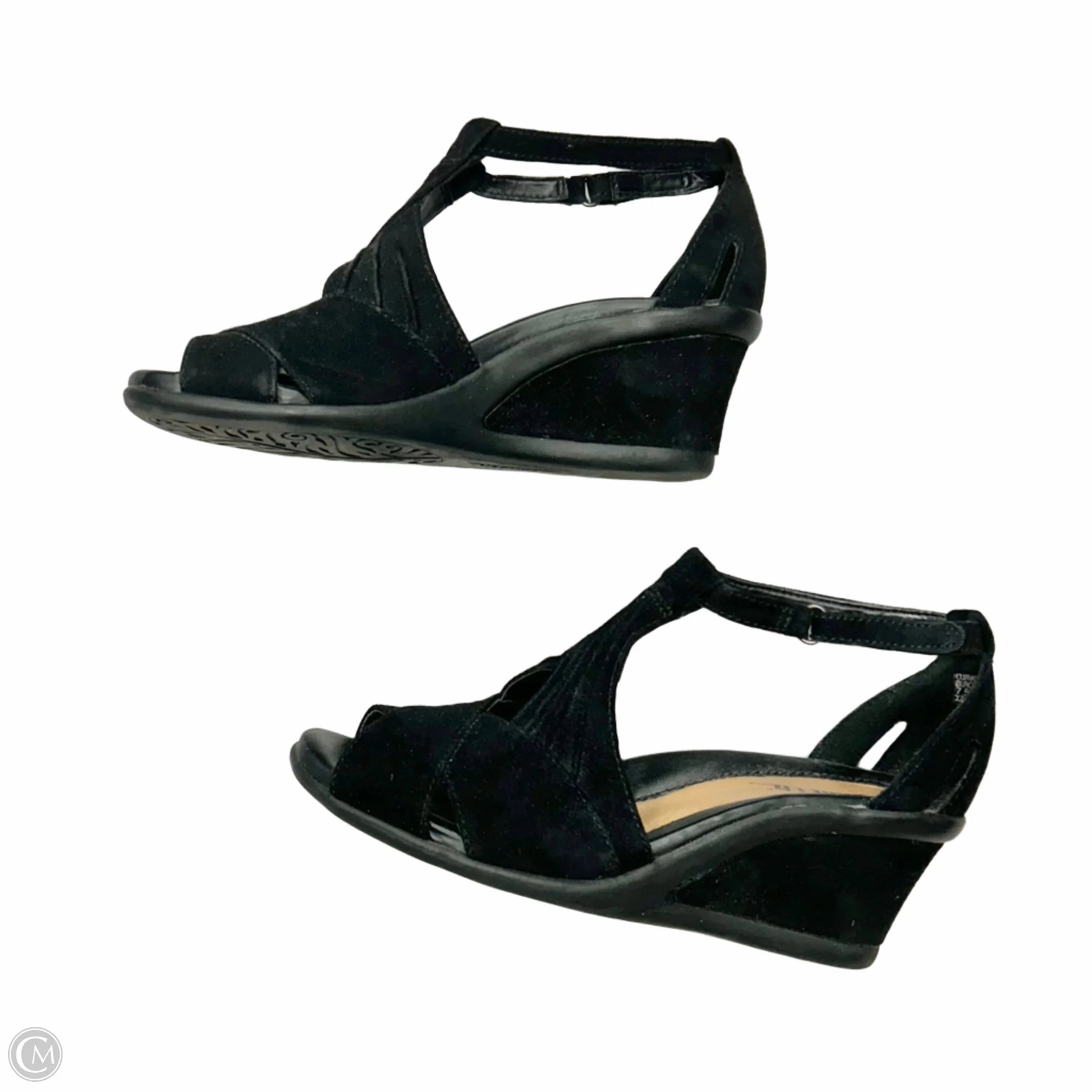 Sandals Heels Wedge By Earth In Black, Size: 7.5