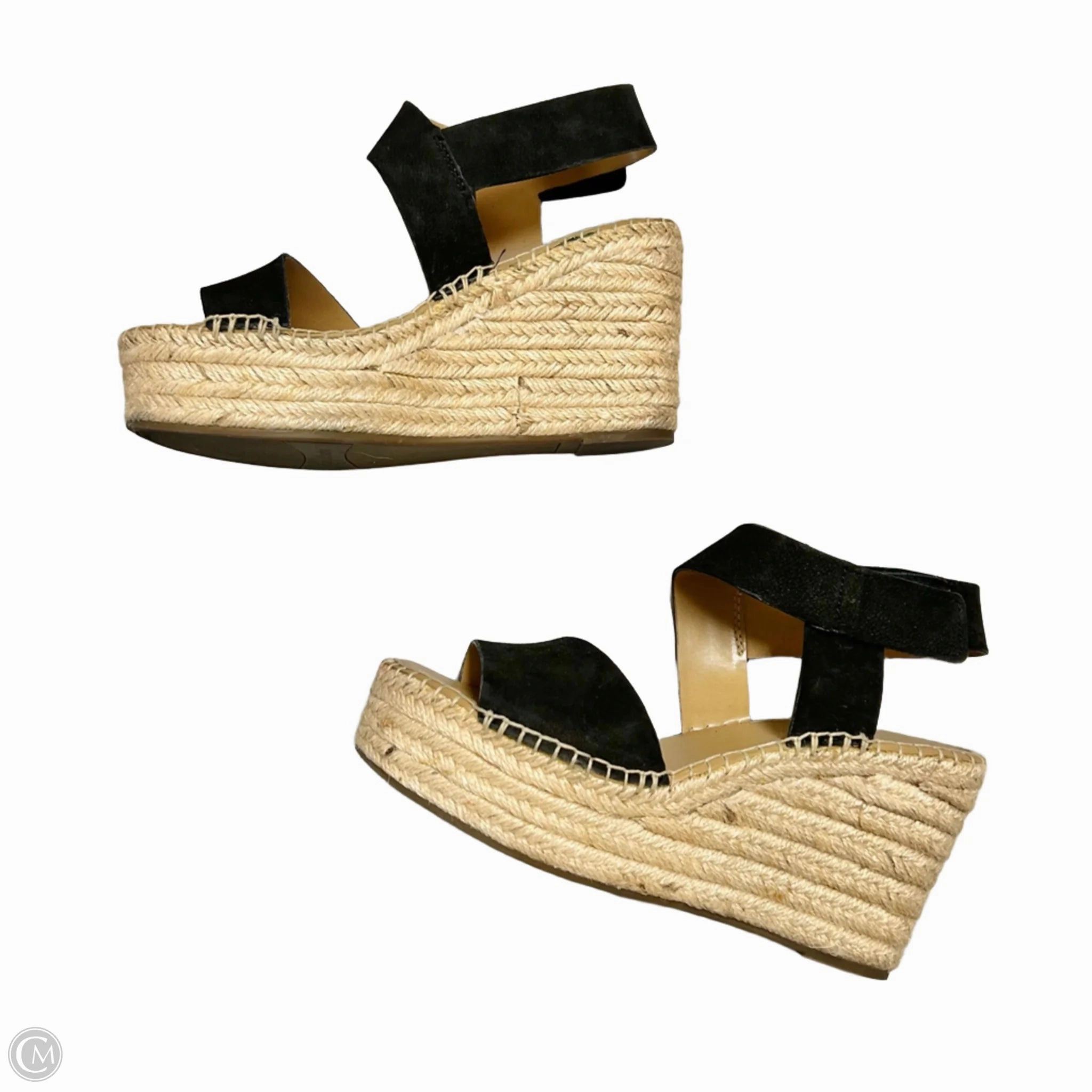Sandals Heels Wedge By Franco Sarto In Black & Tan, Size: 8