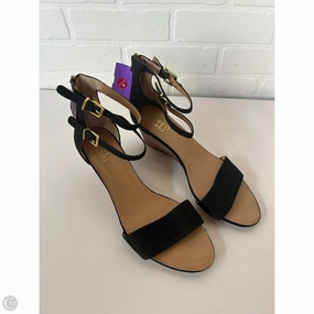 Sandals Heels Wedge By Franco Sarto In Black & Tan, Size: 9.5